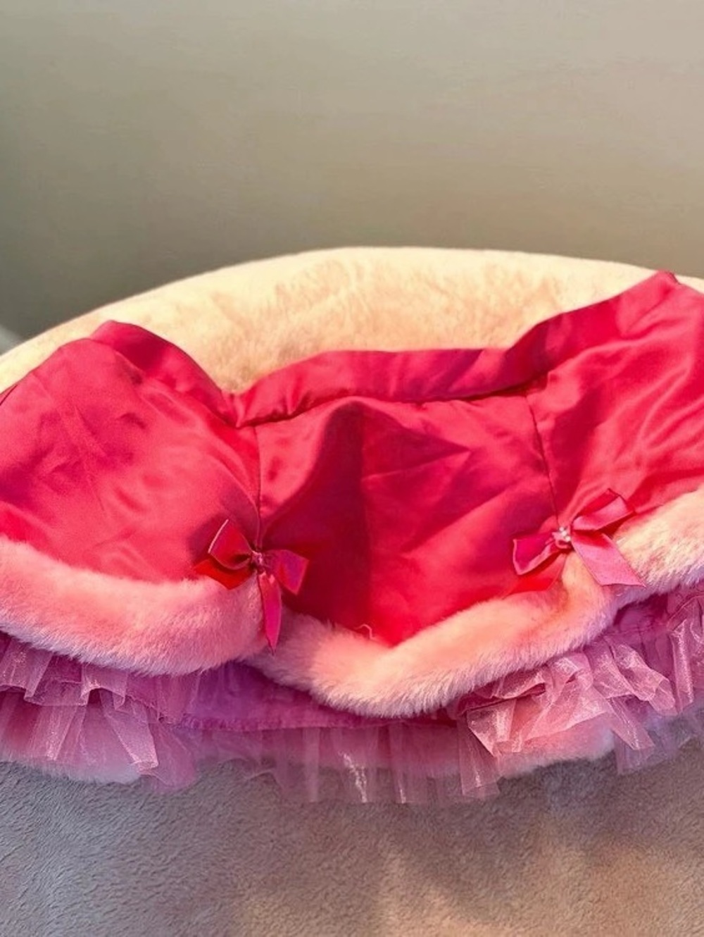 Victoria's Secret Sexy Little Things Pink Faux Fur Trim Mini Skirt